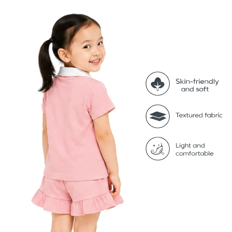 Setelan Anak Perempuan Peach Motif Love Need