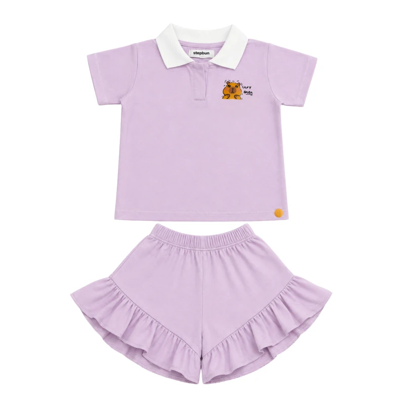 Setelan Anak Perempuan Lilac Motif CapyBara