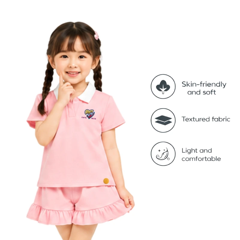 Setelan Anak Perempuan Peach Motif Cute