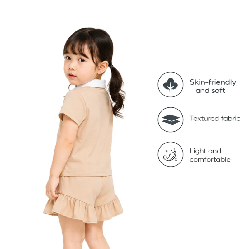 Setelan Anak Perempuan Cream Motif Happy
