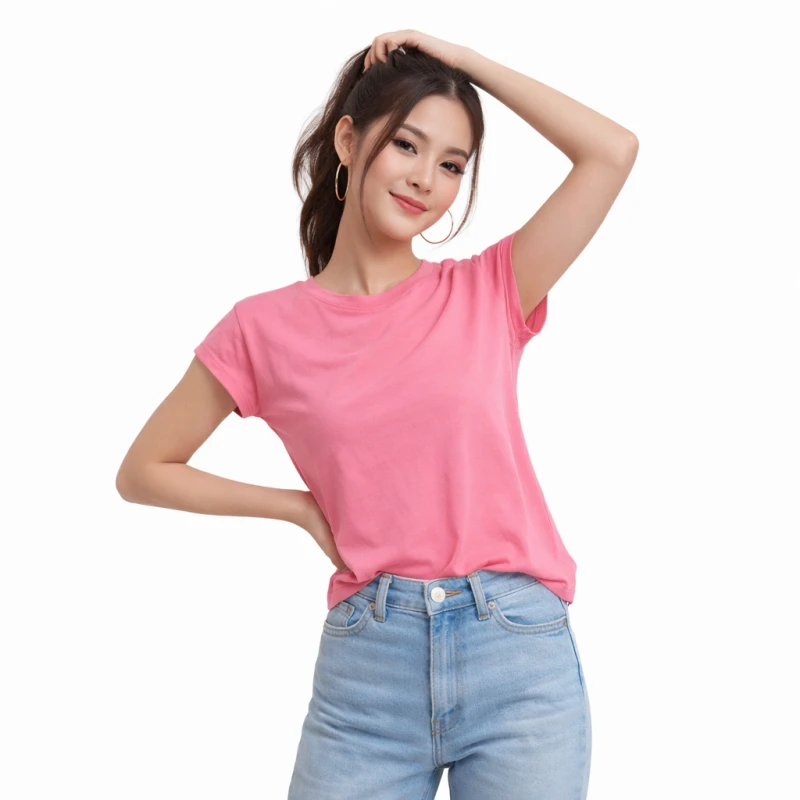 Atasan Wanita O-Neck Soft Pink