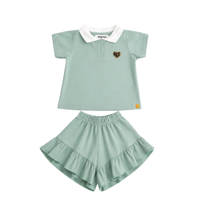 Setelan Anak Perempuan Sage Motif Angle