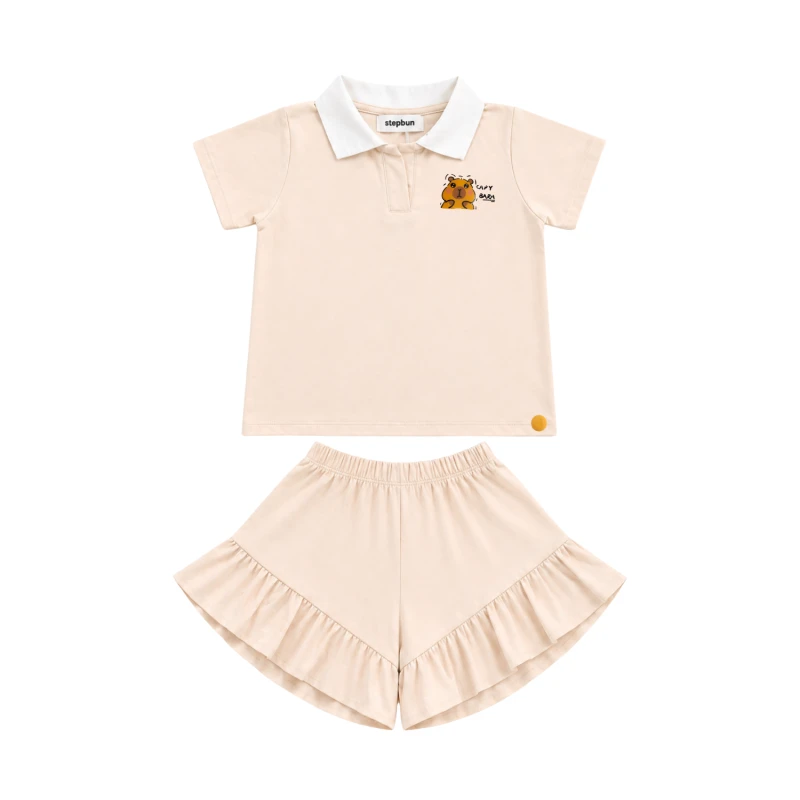 Setelan Anak Perempuan Cream Motif CapyBara