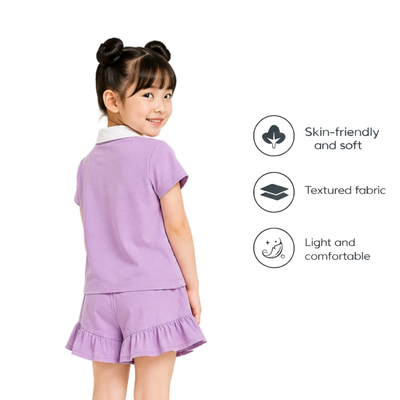Setelan Anak Perempuan Lilac Motif Angle