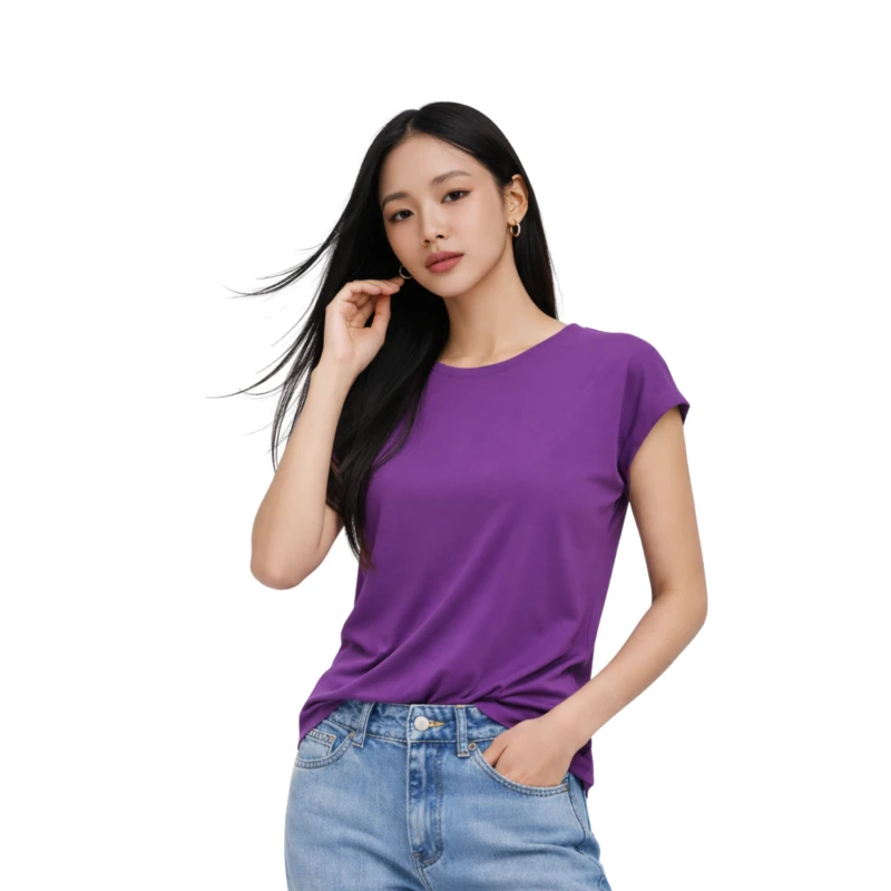 Atasan Wanita O-Neck Ungu