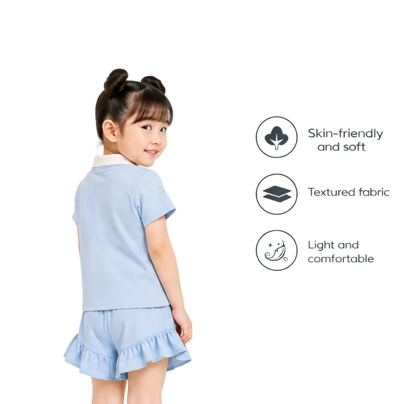 Setelan Anak Perempuan Biru Muda Motif Angle