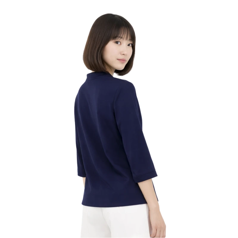 Blouse Wanita V-Neck Lengan Basic Navy