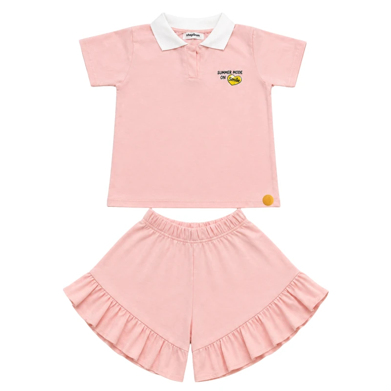 Setelan Anak Perempuan Peach Motif Summer 