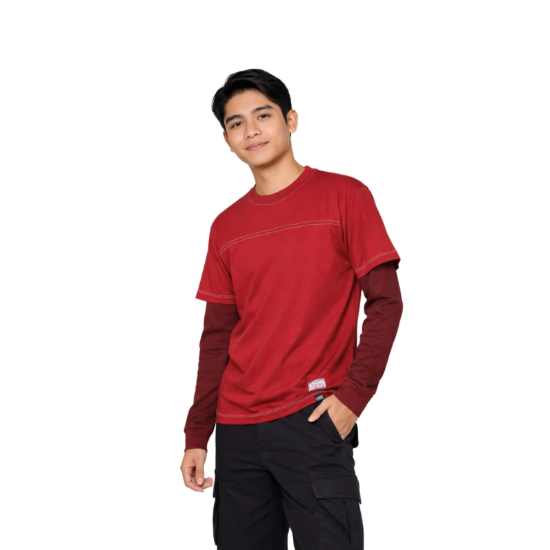 Long Sleeve Waffle Maroon - Merah