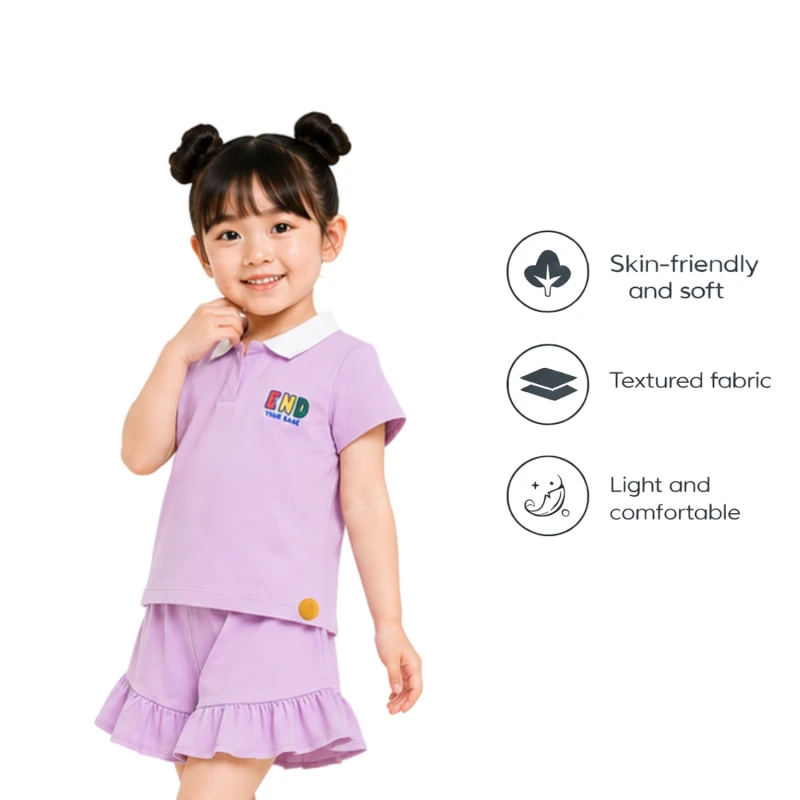 Setelan Anak Perempuan Lilac Motif End Your Game