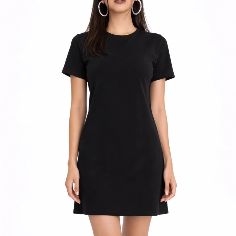 Dress Wanita Hitam Lengan Pendek