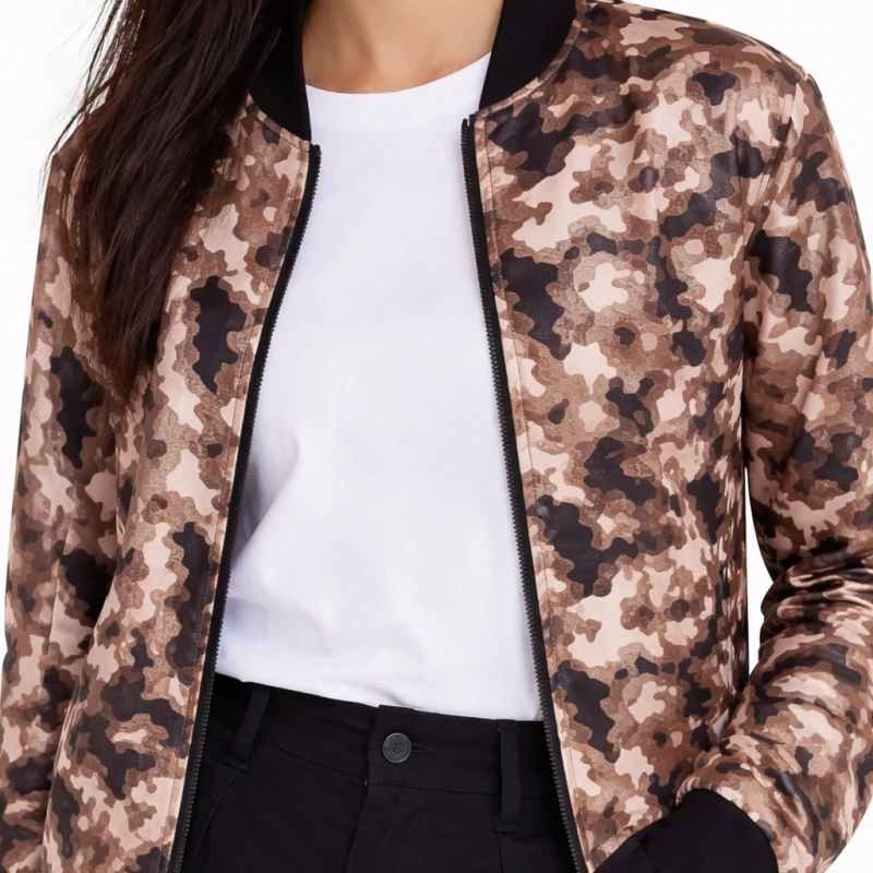 Bomber Wanita Casual Army Look Coklat