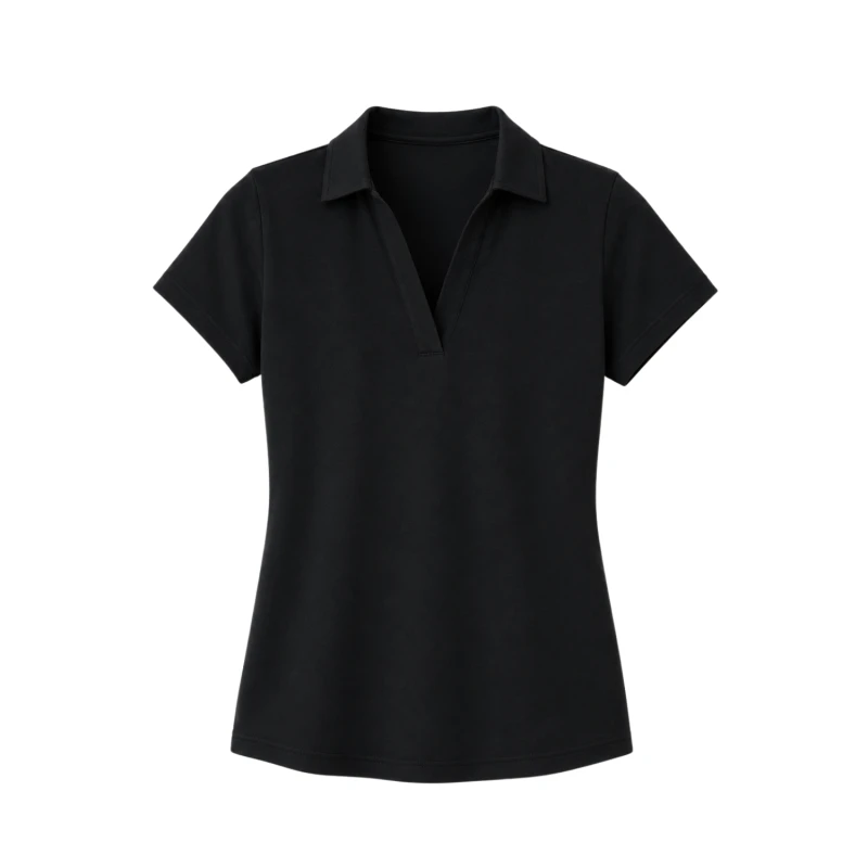 Polo Wanita V-Neck Hitam