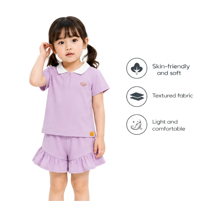 Setelan Anak Perempuan Lilac Motif Happy