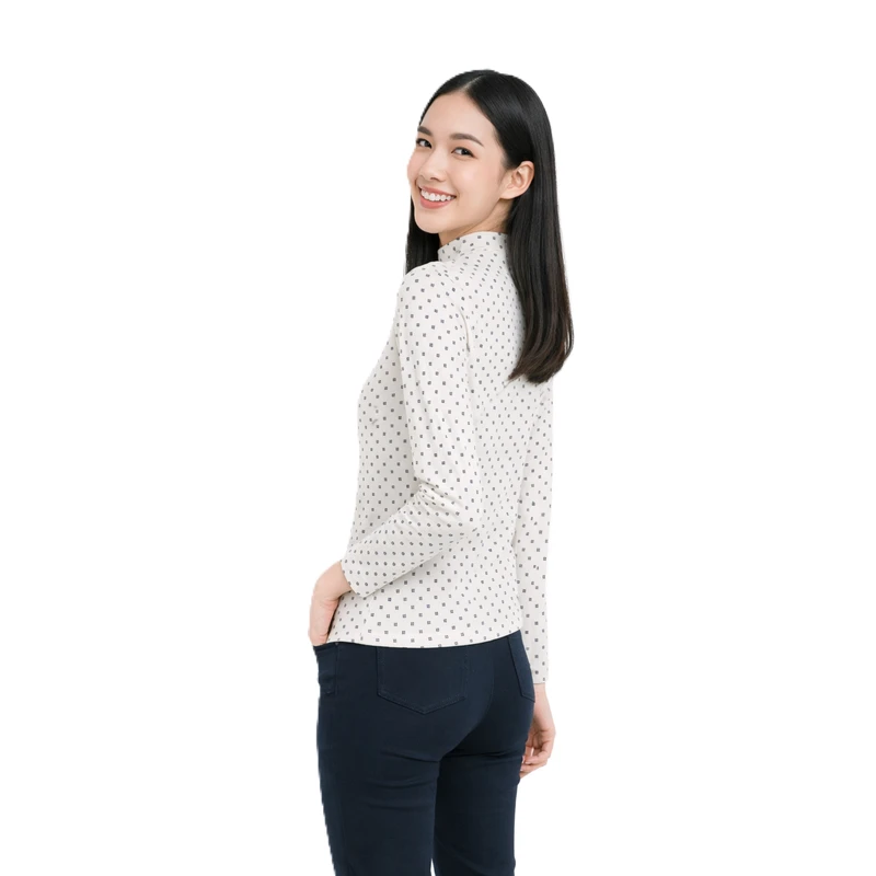 Mockneck Top Wanita Clean Polkadot