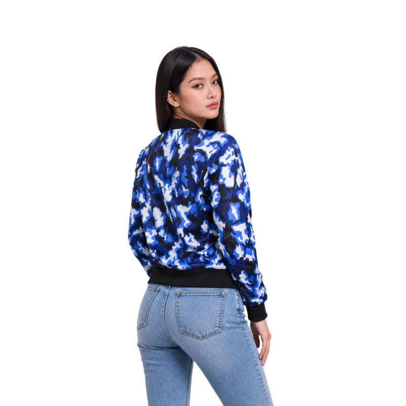 Bomber Wanita Casual Army Look Biru