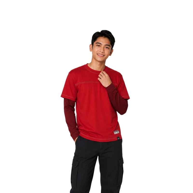 Long Sleeve Waffle Maroon - Merah