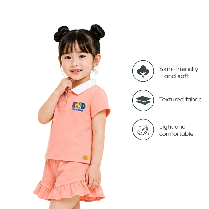 Setelan Anak Perempuan Peach Motif End Your Game