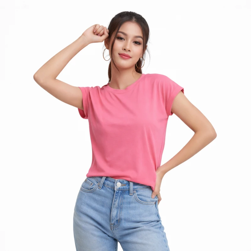 Atasan Wanita O-Neck Soft Pink
