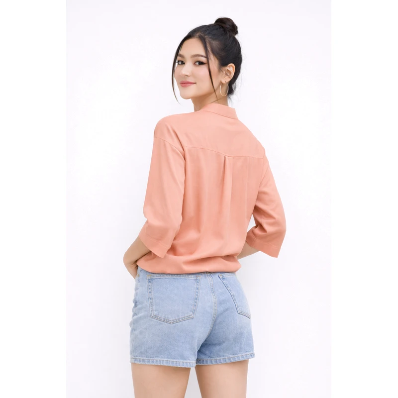 Blouse Wanita V-Neck Lengan Basic Salem