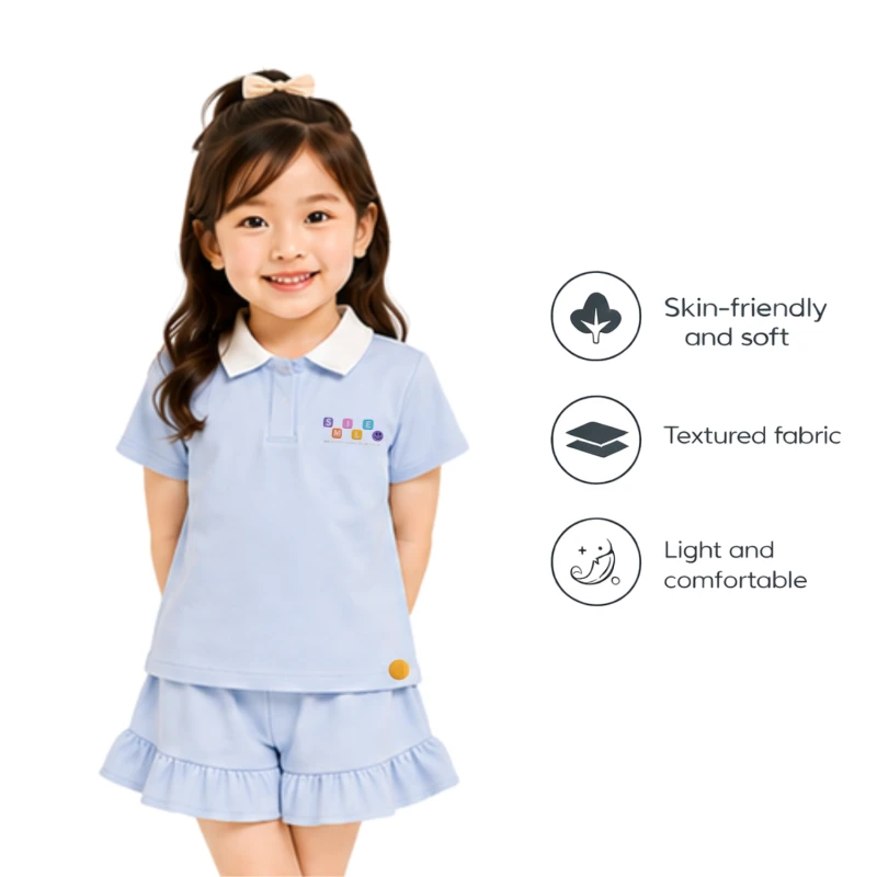 Setelan Anak Perempuan Biru Muda Motif Smile