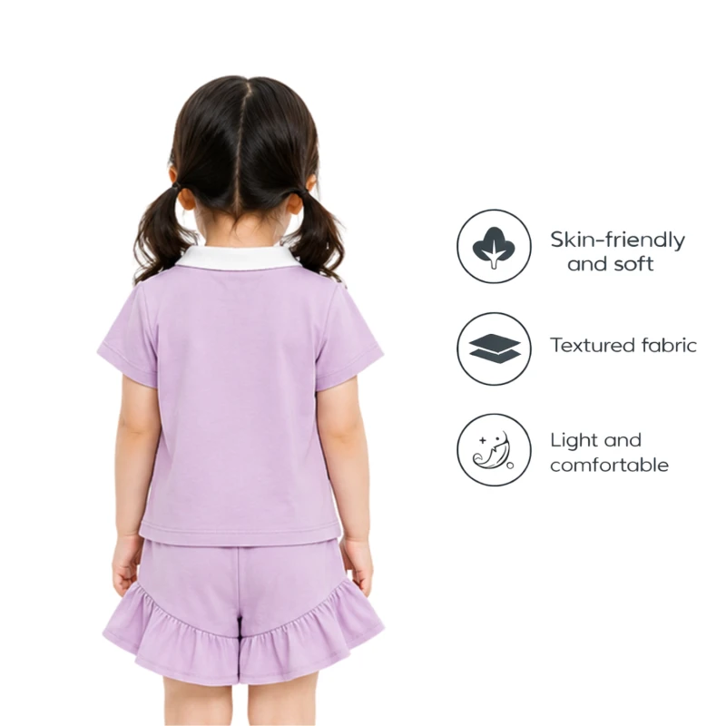 Setelan Anak Perempuan Lilac Motif Happy