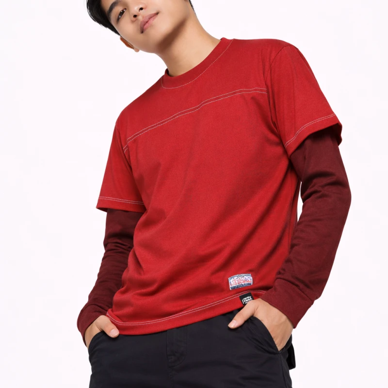 Long Sleeve Waffle Maroon - Merah