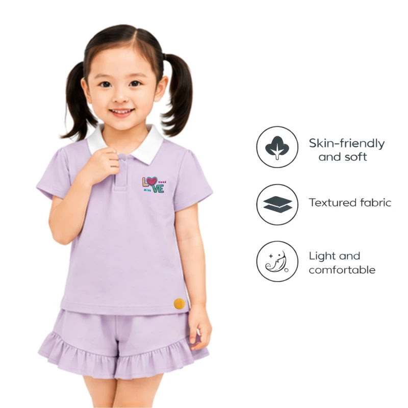 Setelan Anak Perempuan Lilac Motif Love Need