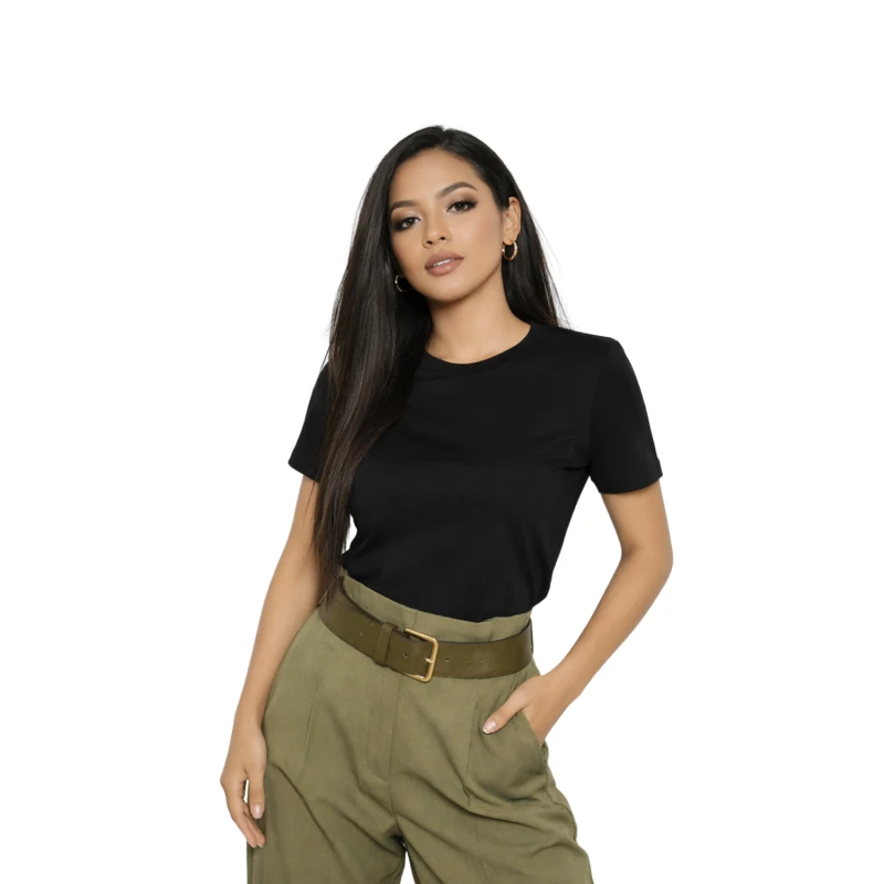 Kaos Wanita Polos Hitam Lengan Pendek