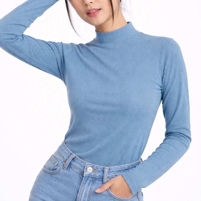 Mockneck Polos Soft Blue