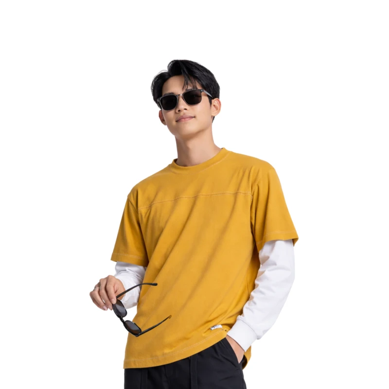 Long Sleeve Waffle Mustard - Cream