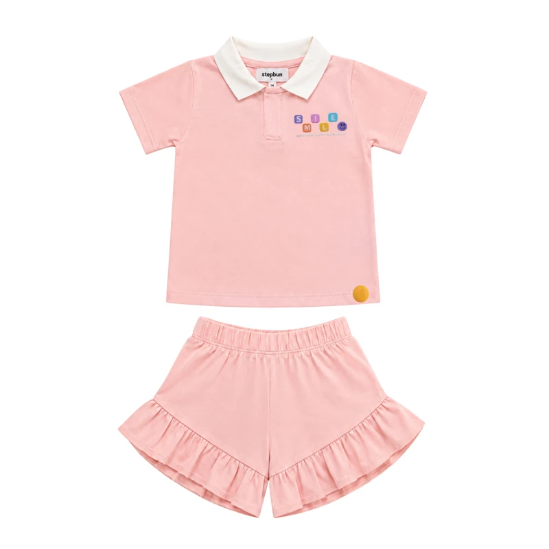 Setelan Anak Perempuan Peach Motif Smile