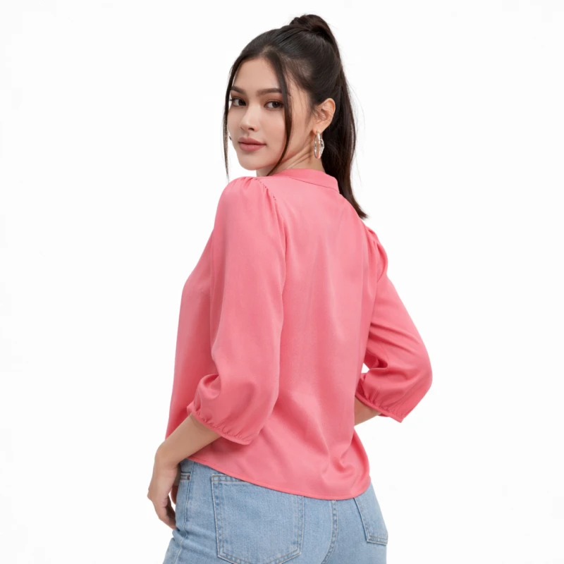 Blouse Wanita V-Neck Lengan Balon Salem