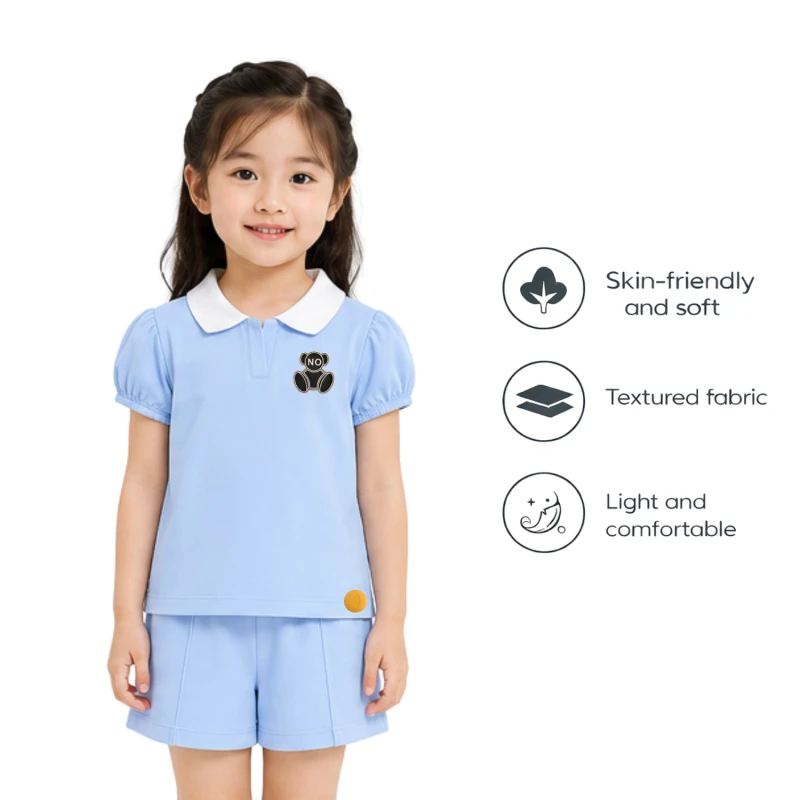 Setelan Anak Perempuan Biru Muda No Bear 3004