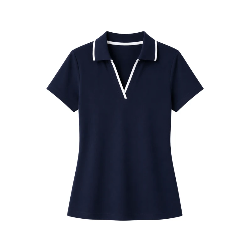 Polo Wanita V-Neck Navy