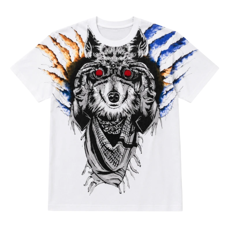T-Shirt Pria White Grafis Animal Casual Street