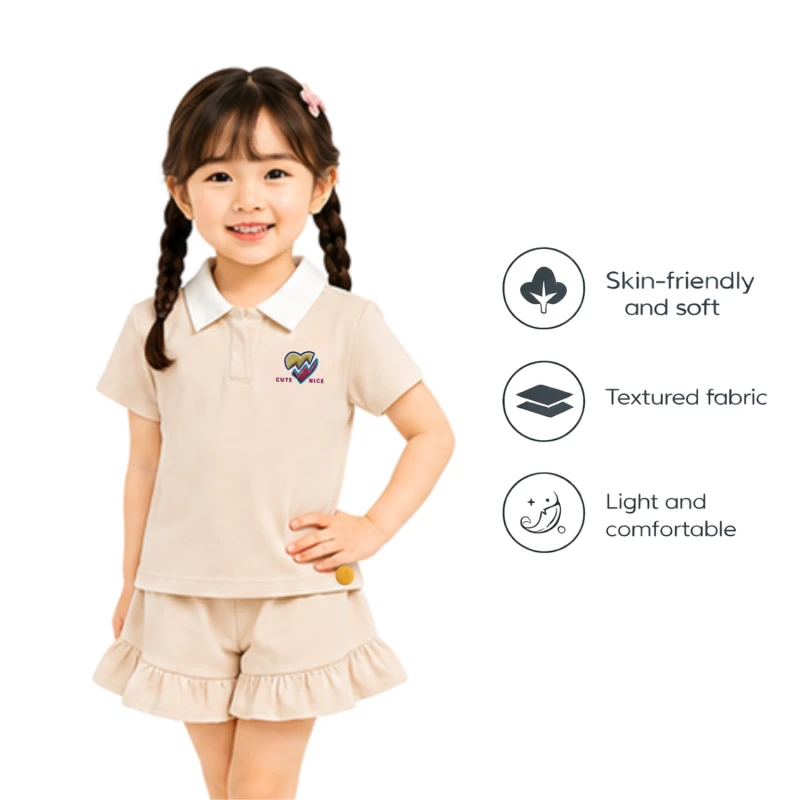 Setelan Anak Perempuan Cream Motif Cute