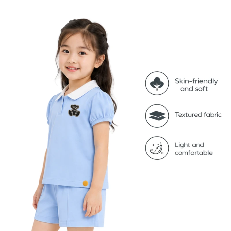 Setelan Anak Perempuan Biru Muda No Bear 3004