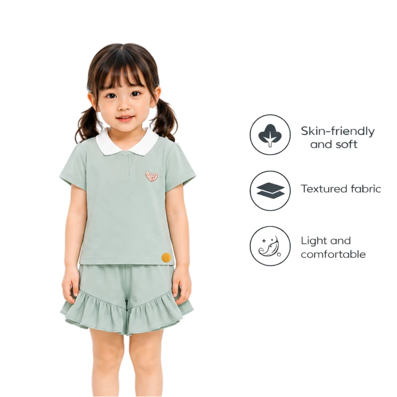 Setelan Anak Perempuan Sage Motif Happy