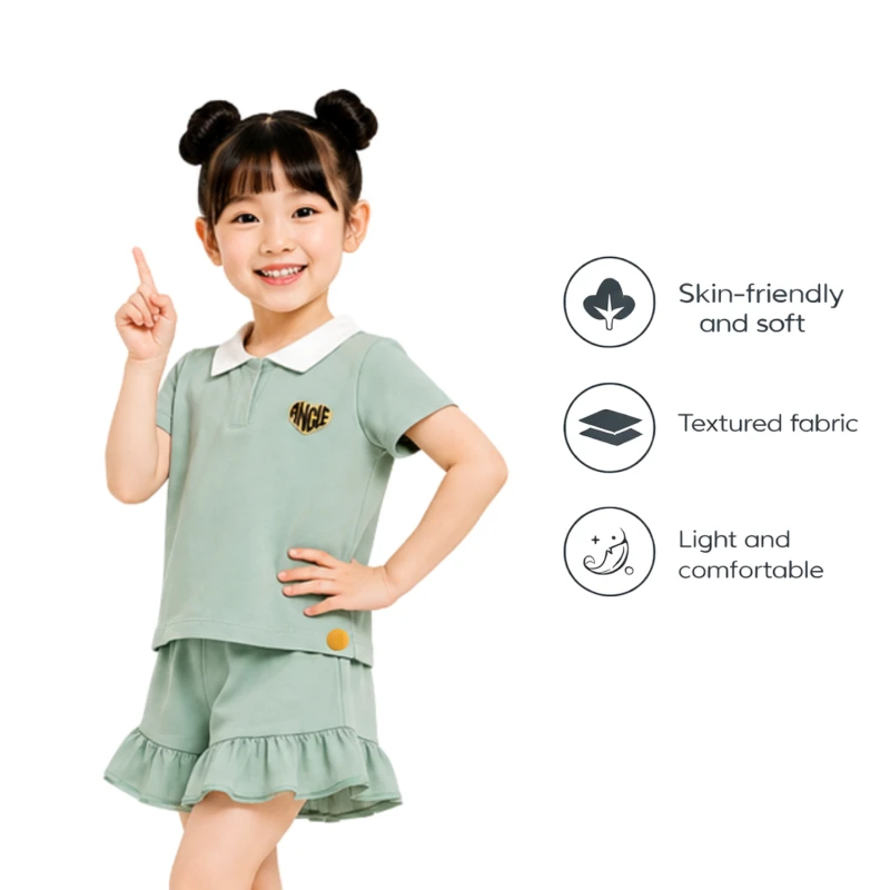 Setelan Anak Perempuan Sage Motif Angle