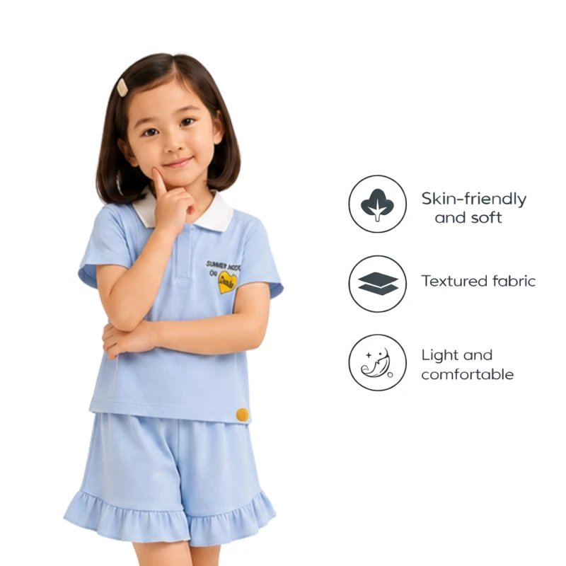 Setelan Anak Perempuan Biru Muda Motif Summer 