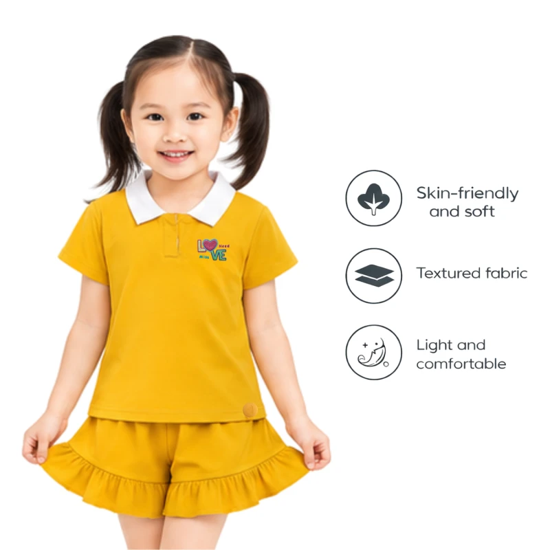 Setelan Anak Perempuan Yellow Motif Love Need