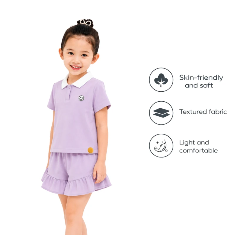Setelan Anak Perempuan Lilac Emoji