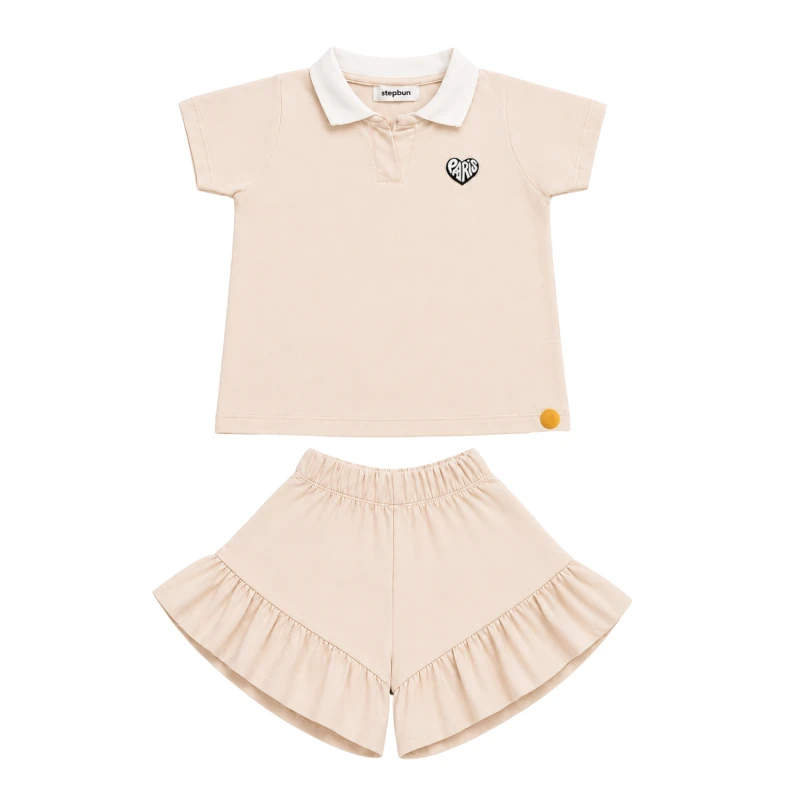Setelan Anak Perempuan Cream Motif Paris 