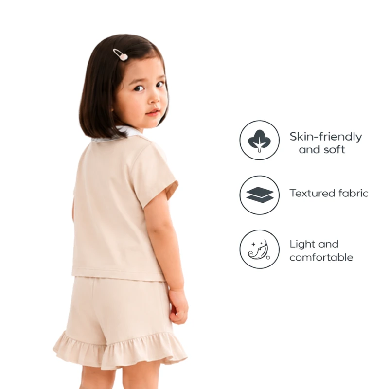 Setelan Anak Perempuan Cream Motif Art