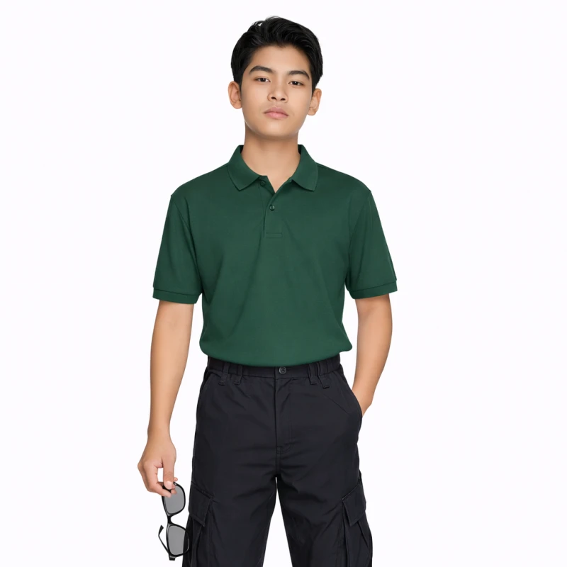Polo Shirt Hijau Botol Casual Look