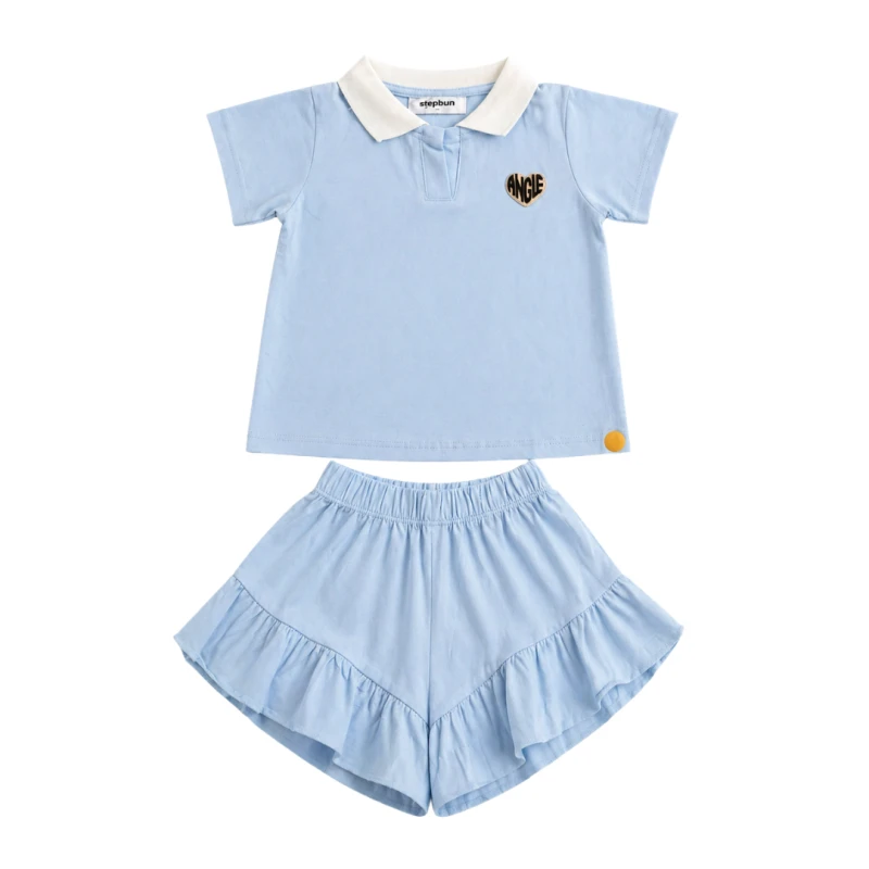 Setelan Anak Perempuan Biru Muda Motif Angle