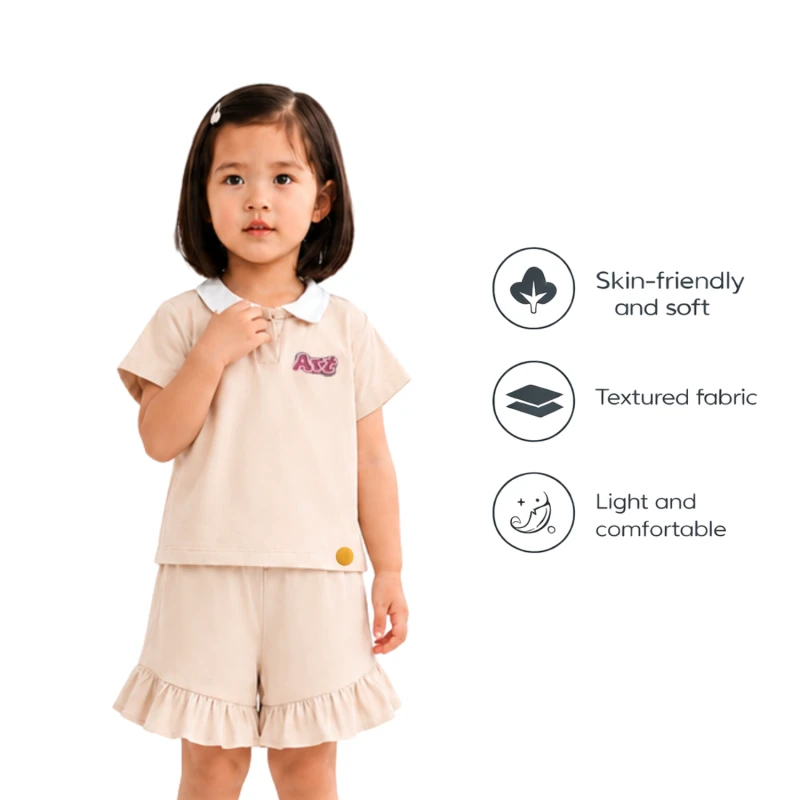 Setelan Anak Perempuan Cream Motif Art