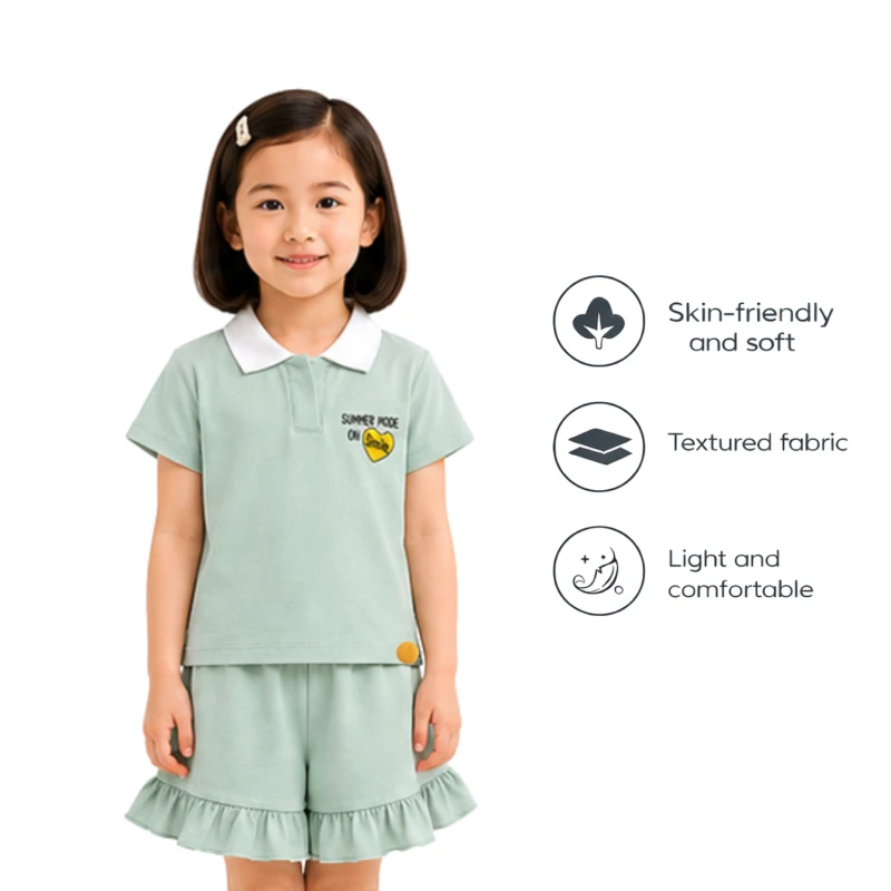 Setelan Anak Perempuan Sage Motif Summer 