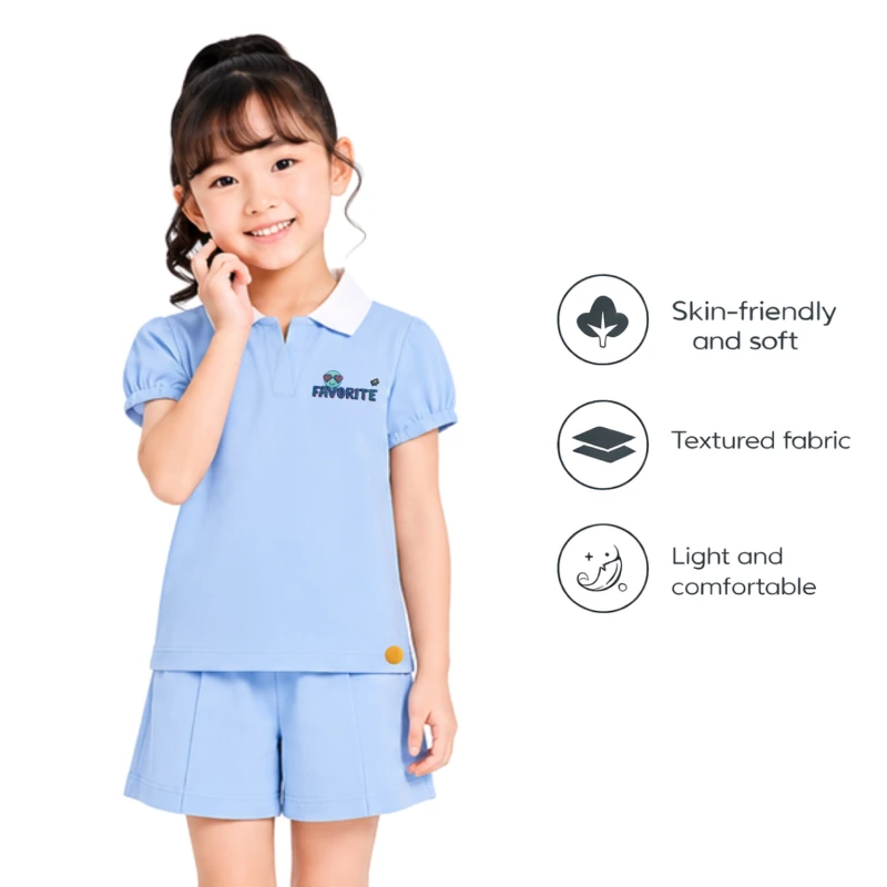 Setelan Anak Perempuan Biru Muda Favorite 3004